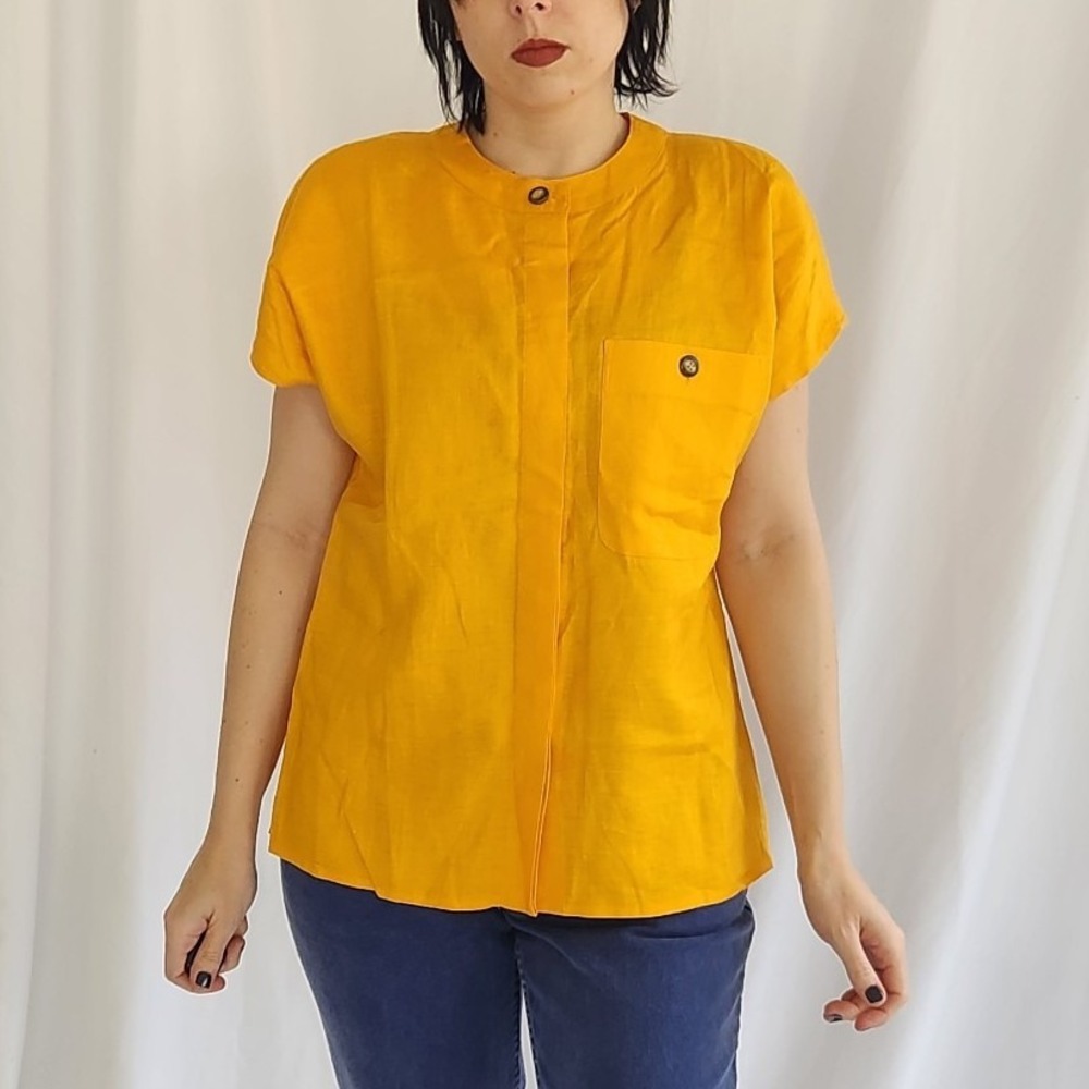 90s/00s Liz Claiborne‎ Yellow Linen Blouse